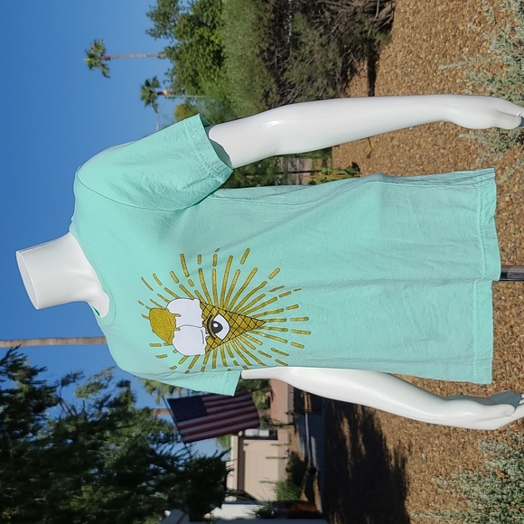 Seafoam Ice Cream Cone Eyeball Gold Bling Punk Retro Short Sleeve Graphic Tee S - Picture 5 of 8